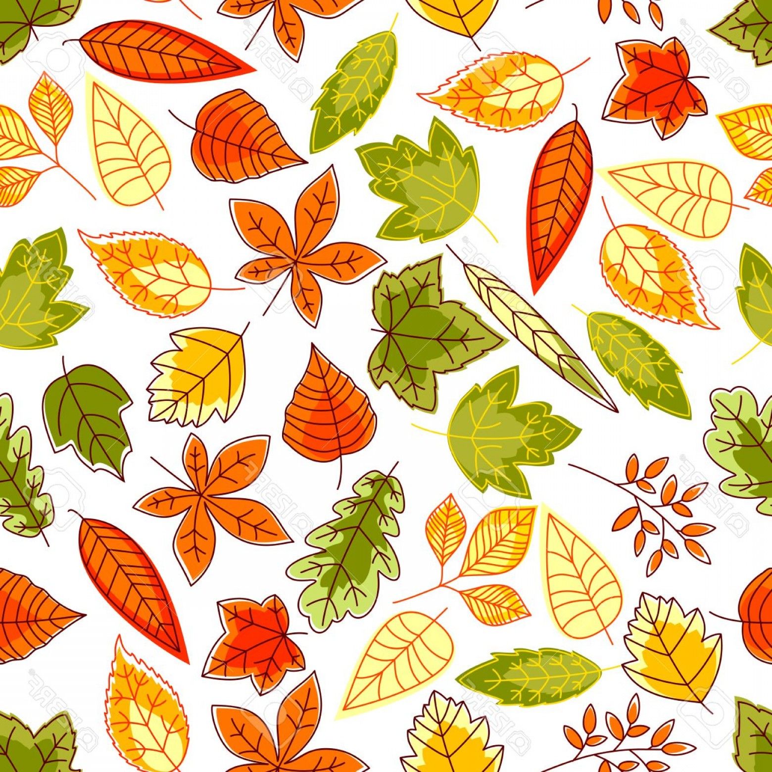 1560x1560 Photostock Vector Autumn Leaves Seamless Pattern Background Brush