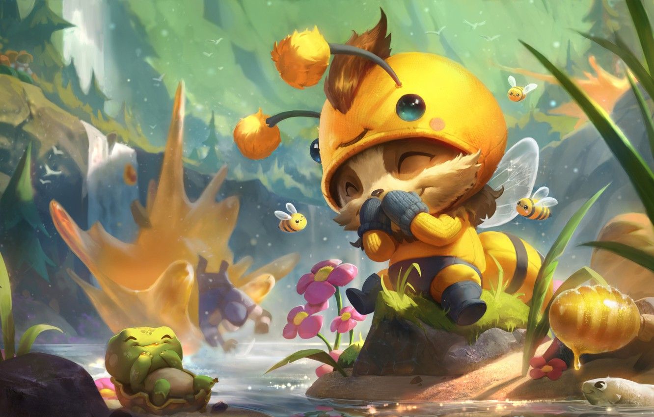 1332x850 Wallpaper Flowers, Cute, Waterfall, Forest, Weed, Hood, Art, Splash