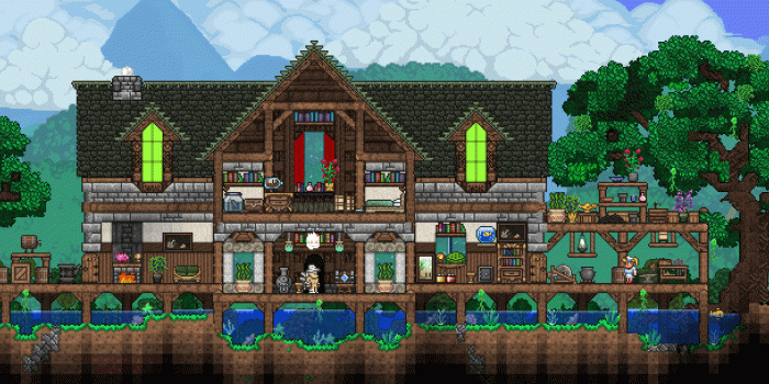 1600x608 The Swamp House : Terraria | Terraria | Terraria house design