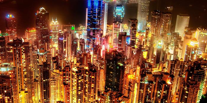 2048x2048 Hong Kong Skyline at Night iPad Wallpaper