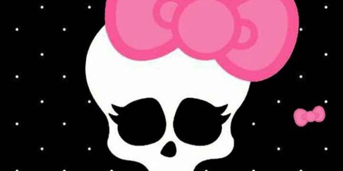 720x1280 Hello Kitty skull. Black and pink style with diamond background