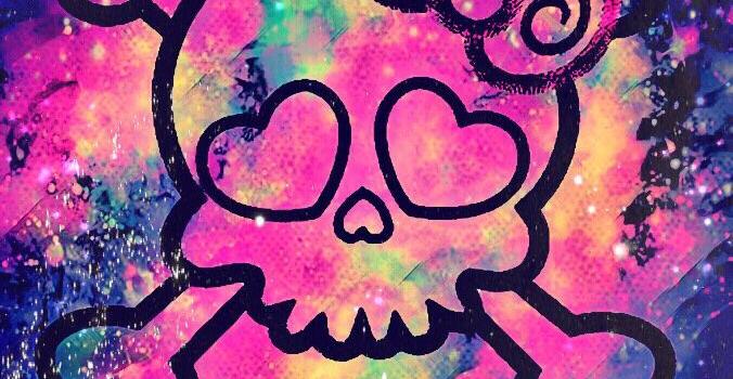 676x1200 Girly Punk Skull Galaxy Wallpaper #androidwallpaper #iphonewallpaper