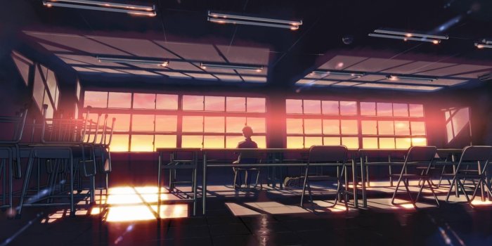 1920x1080 classroom, Anime, 5 Centimeters Per Second, Sunset, Sunlight, Desk