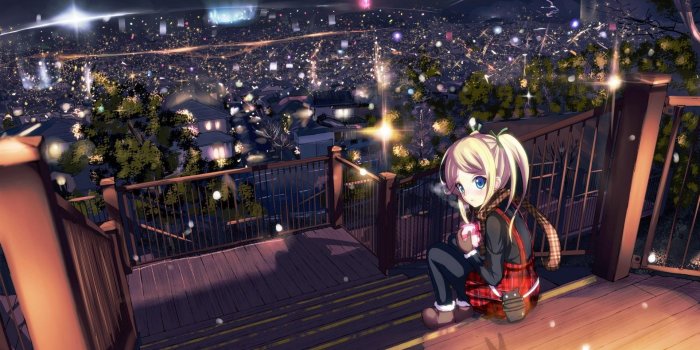1920x1200 Girl Sitting Alone | HD Anime Wallpapers for Mobile and Desktop