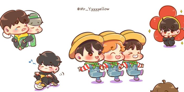 2048x931 Bts Fanart Chibi Wallpaper | Sante Blog
