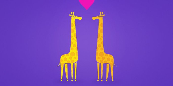 1024x768 Free Wallpaper Cute cartoon giraffe couple in Love by mrsbadbugs on