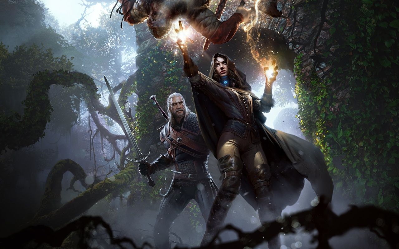 1280x800 Desktop Wallpapers The Witcher 3: Wild Hunt Magic Swords Magician
