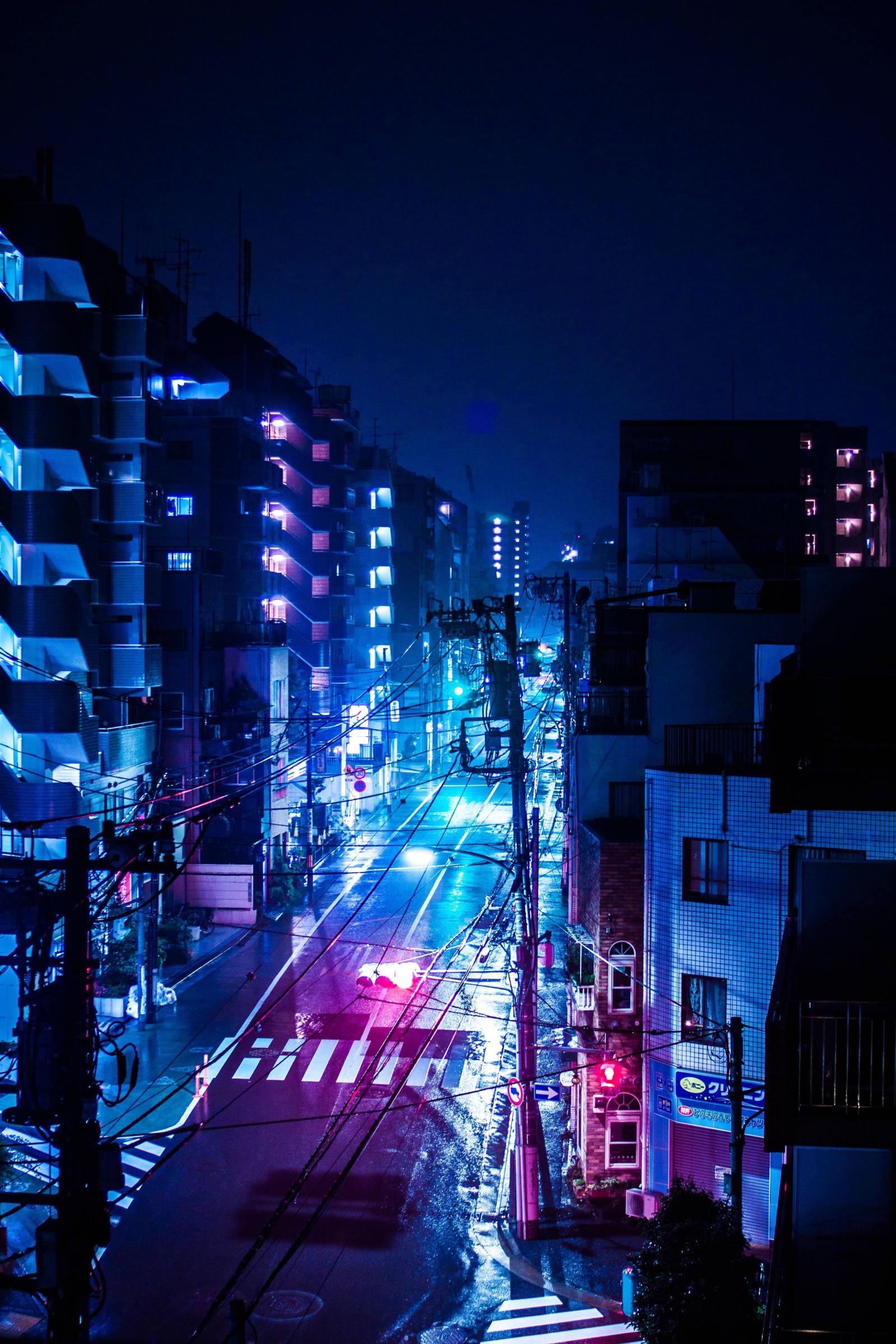 3120x4680 A rainy night in Tokyo, Japan in 2019 | Retrowave Futurism | Neon