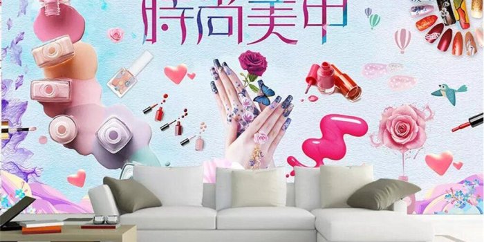 1000x800 US $9.15 39% OFF|beibehang Custom 3D fashion hand painted cosmetics nail  shop makeup shop photo wallpaper mural living room bedroom background-in