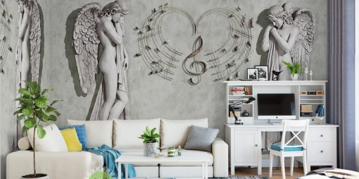 1126x810 Modern Brief 3D Wallpaper Murals Modern Fashion Angel Wallpaper