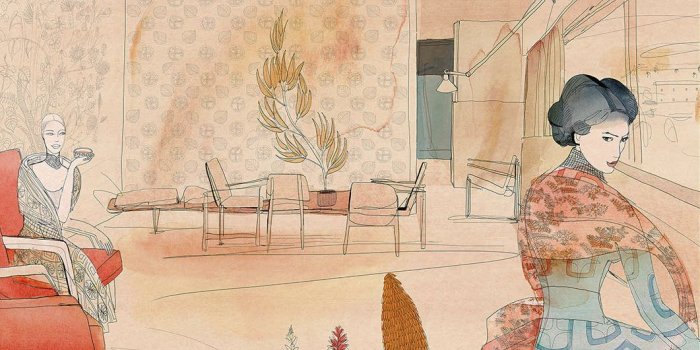 1061x1061 Contemporary wallpaper / cellulose fiber / sketch / 3D effect