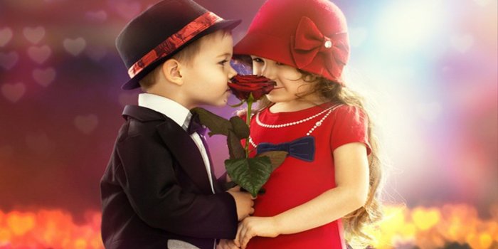 1920x1080 Cute Kids Couple Rose In Hand Lovely Wallpaper - Romantic Girls And
