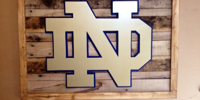 1024x768 Notre Dame 3-D wood sign. Reclaimed wood sign. 3-D sports sign