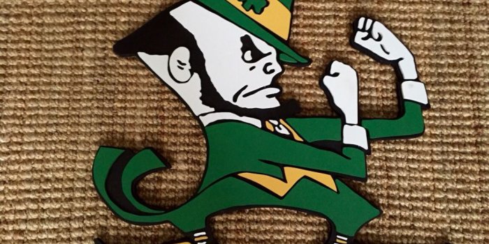 1024x768 3-D wood sign. Notre Dame Fighting Irish wall decor. Hand cut wood