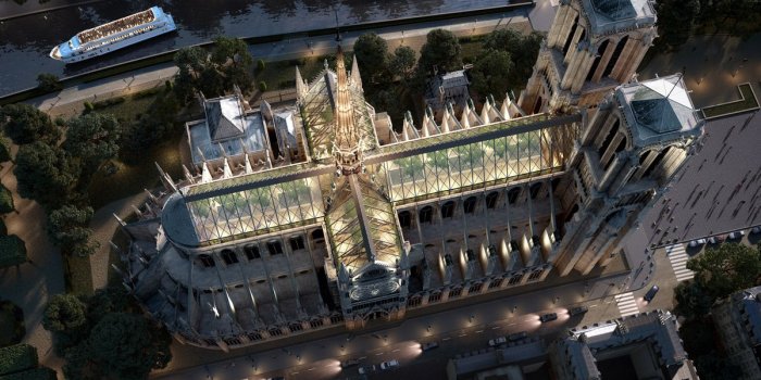 1200x800 Notre Dame rebuild concept is all glass, wood, and trees - Curbed