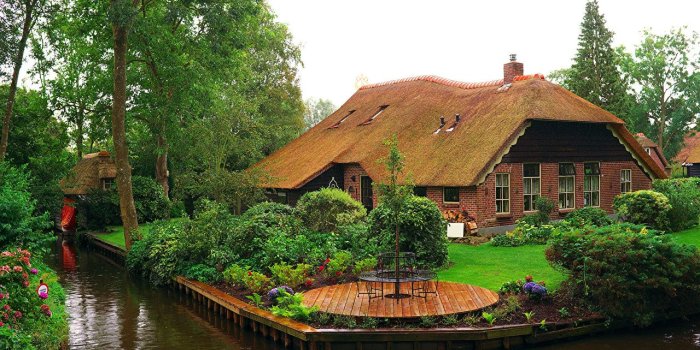 1280x850 Desktop Wallpapers Netherlands Giethoorn Canal Bush Trees Cities