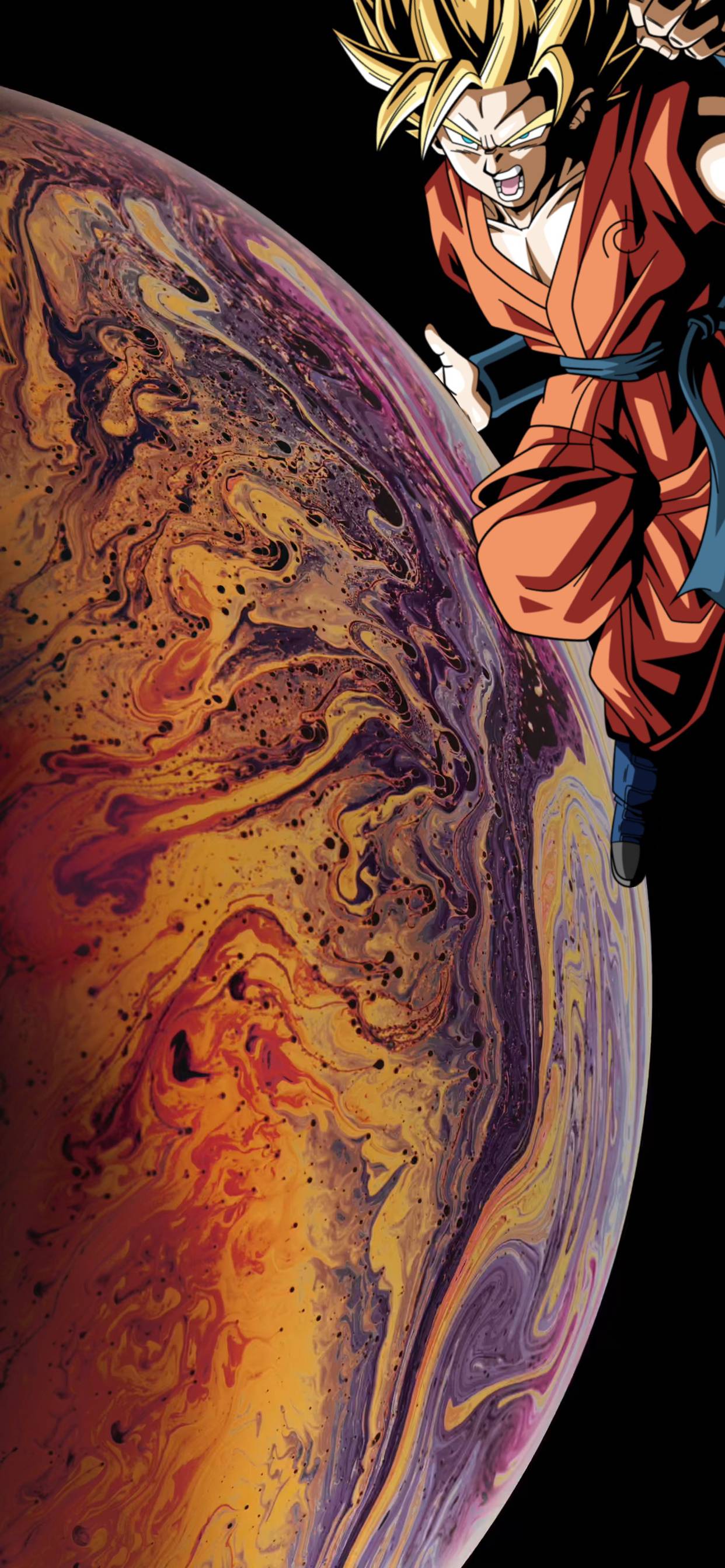 1242x2688 iPhone XS Max Wallpapers - SSJ2 Goku and SSGSS Vegeta Bubble Blasts
