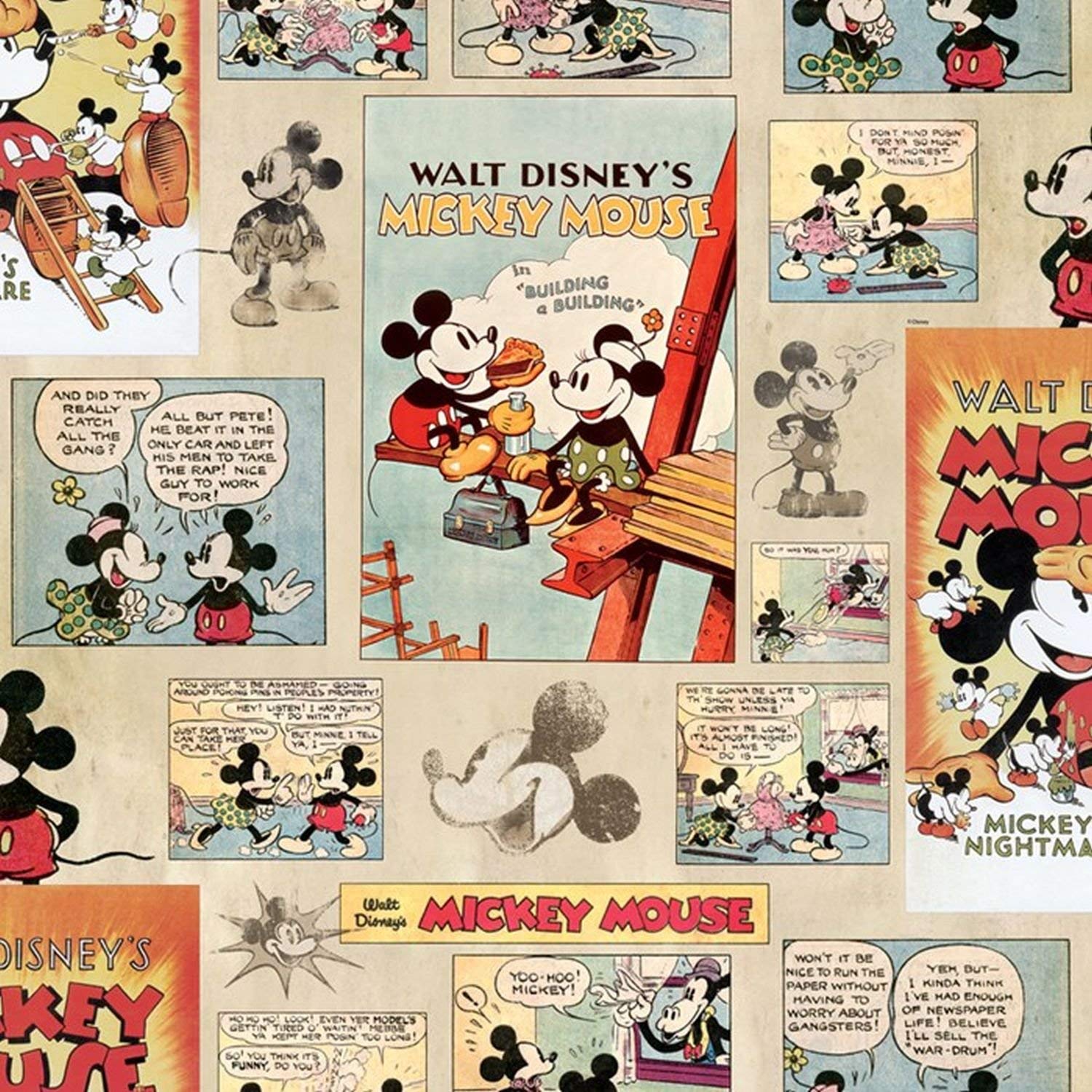 1500x1500 Disney Mickey Vintage Episode Newspaper Comic Multi-Coloured Wallpaper