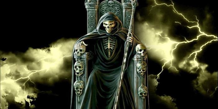 1024x768 Skeleton wearing robe and holding scythe illustration, Halloween