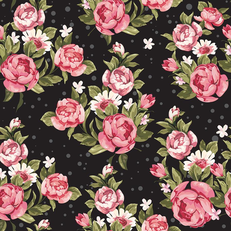 900x900 Roses on Black Removable Wallpaper