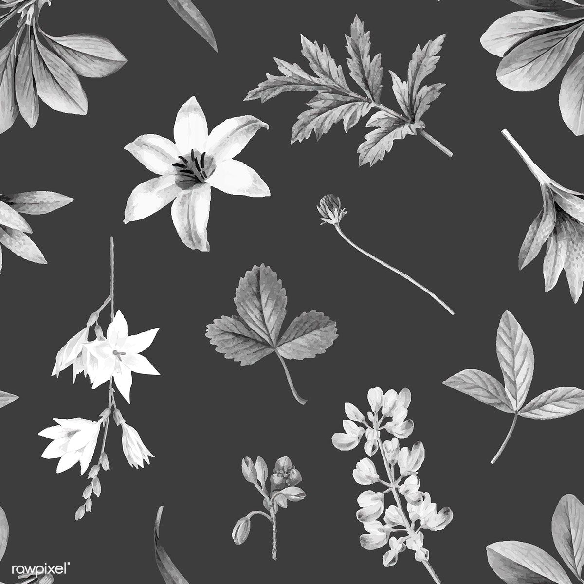 1200x1200 Download premium vector of Black floral wallpaper design vector 1201127