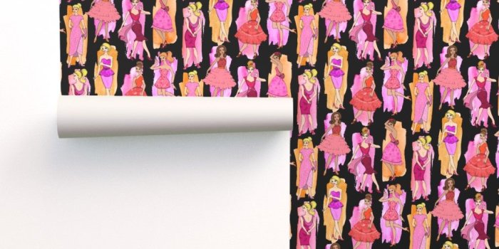1024x1024 Girly Vintage Fashion Illustrations in Magenta on Isobar by micklyn