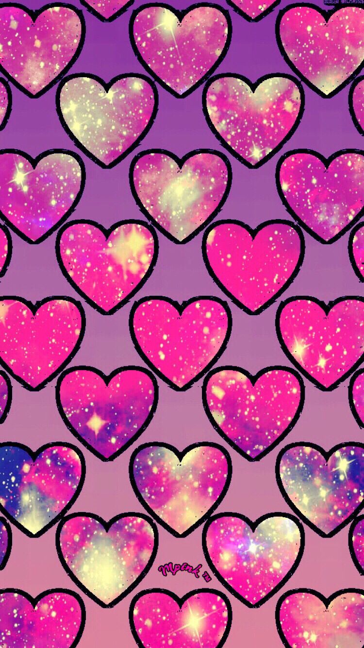 750x1334 Cute Pink Hearts Galaxy Wallpaper #androidwallpaper #iphonewallpaper