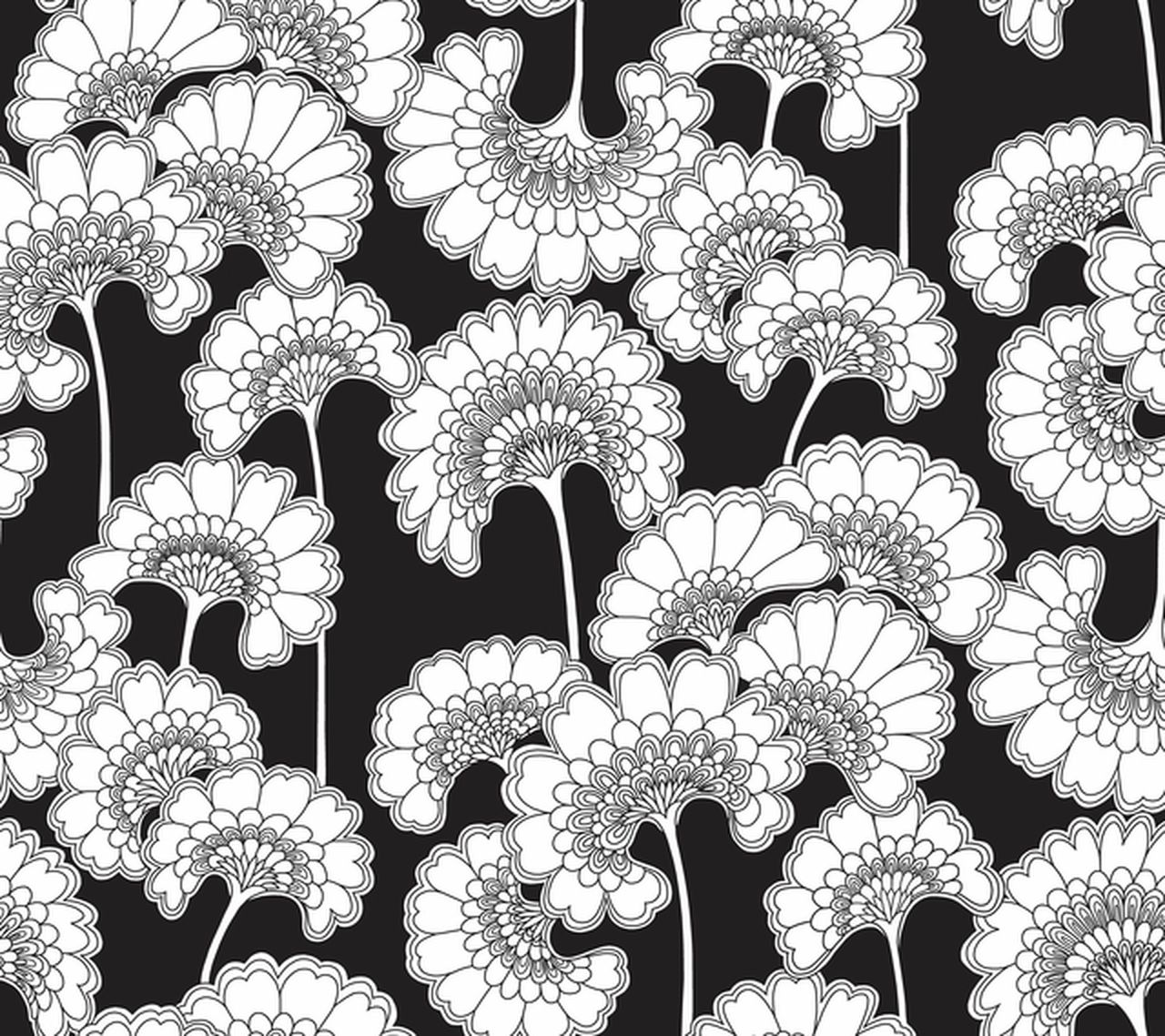 1280x1138 York Wallcoverings FB1462 Florence Broadhurst Japanese Floral Wallpaper  Black
