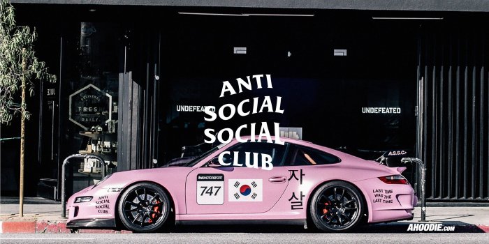 2561x1440 Ahoodie | Anti Social Social Club Pink Porsche Wallpaper