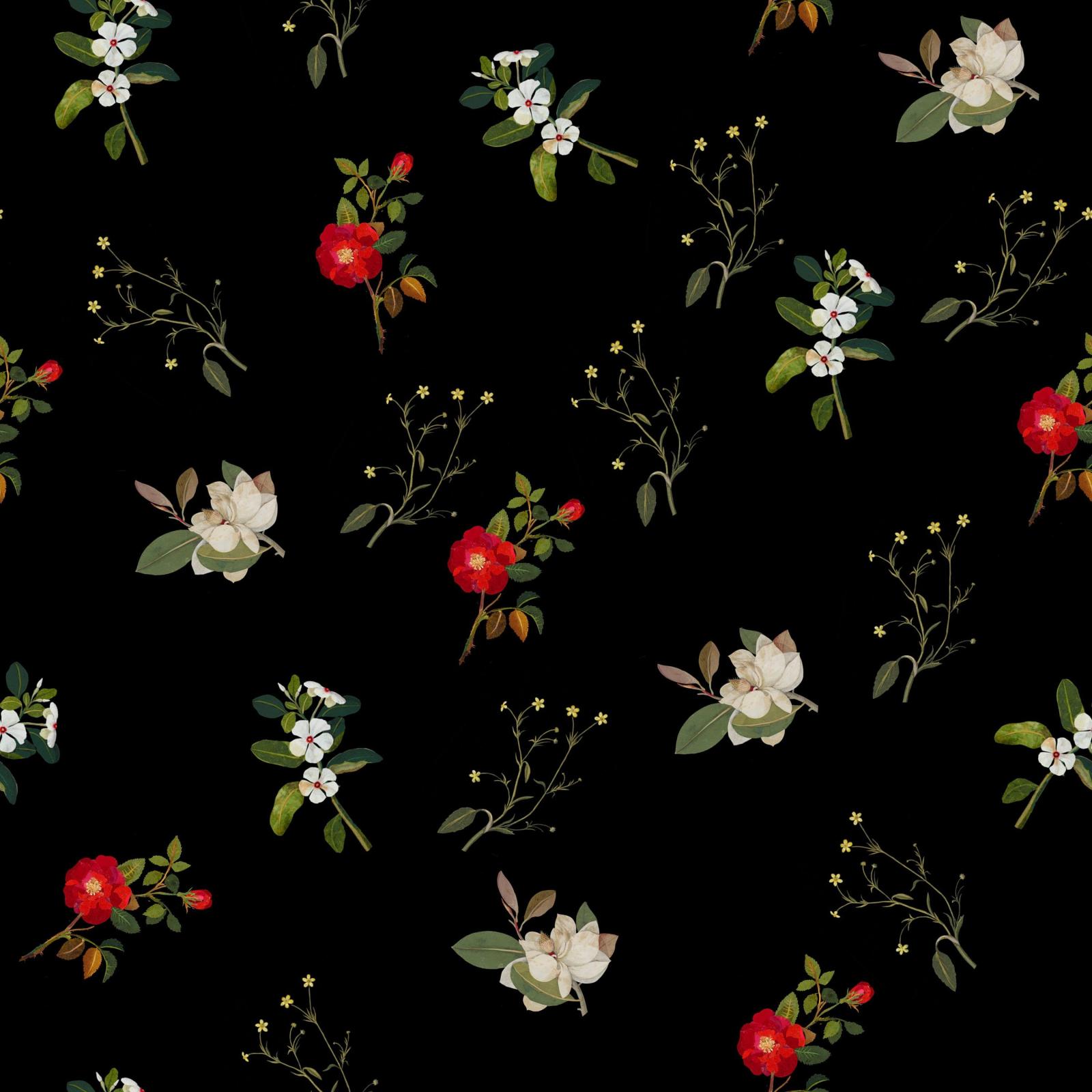 3000x3000 Floral Wallpaper, botanical wallpaper, black wallpaper, temporary  wallpaper, kitchen wallpaper, vintage wallpaper, adhesive wallpaper