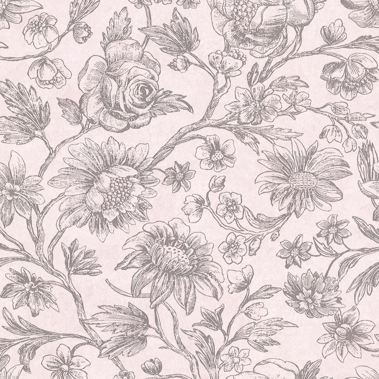 1280x1280 356091 Kepler Light Pink Sketched Floral Wallpaper