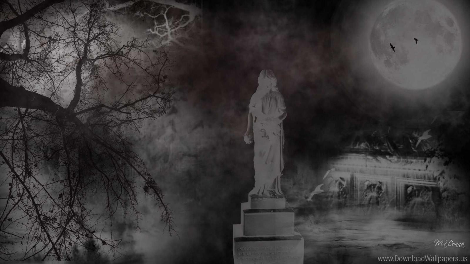 1920x1080 Halloween At The Graveyard Wallpaper