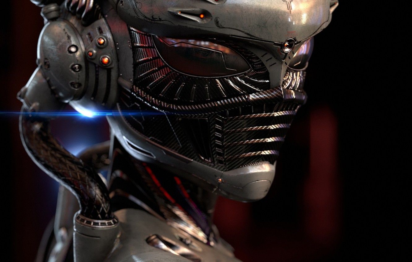 1332x850 Wallpaper people, mask, costume, art, Cybernetic Organism, Sengjoon