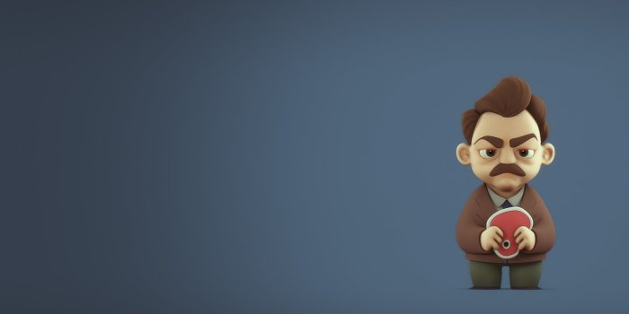 1920x1200 Man wearing brown coat illustration, minimalism, humor, ron swanson