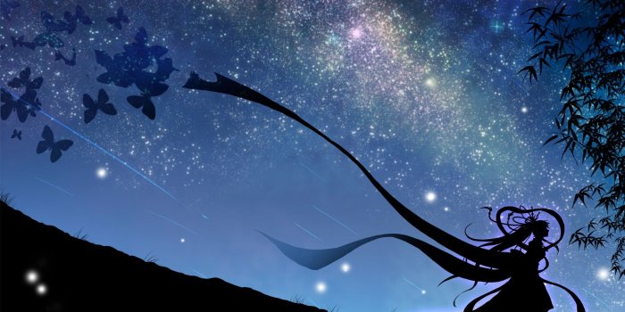 1991x1510 night, stars, skyscapes, butterflies :: Wallpapers