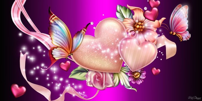 1920x1080 45+ Heart and Flowers and Butterflies Wallpapers - Download at
