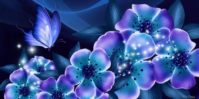 2400x1350 Flowers Stars Butterflies wallpaper
