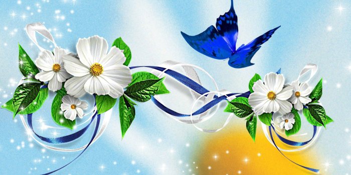 1920x1080 Flowers Stars Butterflies wallpaper