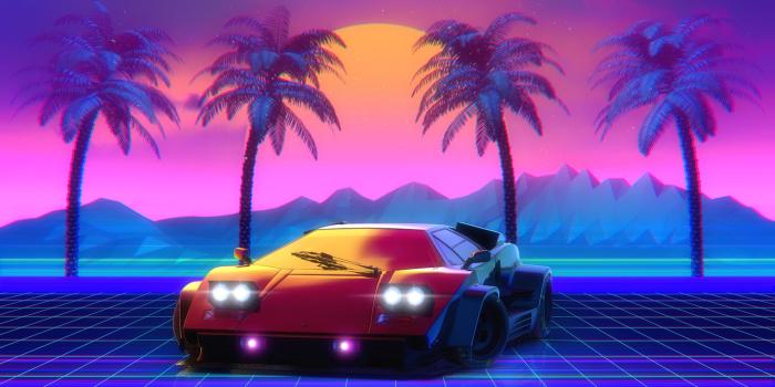 1920x1080 1920x1080 Retro Lamborghini Countach Palm Trees Laptop Full HD 1080P