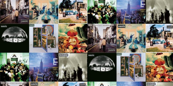 1366x768 Oasis Morning Glory Definitely Maybe Here Now Masterplan Wallpaper