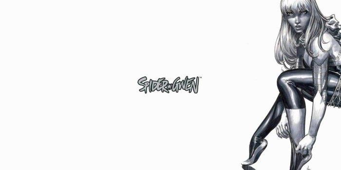 1332x850 Wallpaper B/W, Web, Blonde, Hair, Costume, Hero, Comic, Superhero