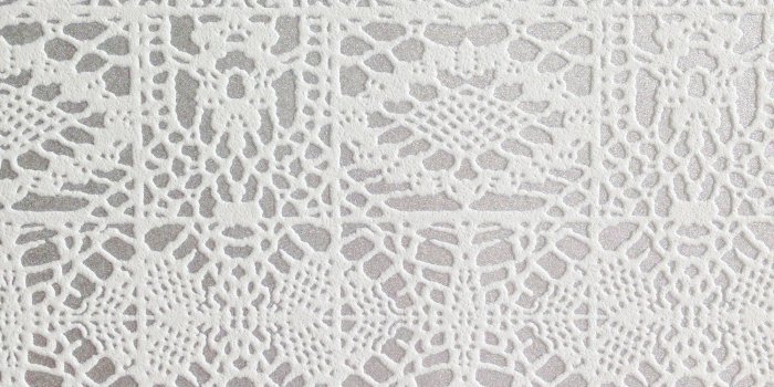 1500x1500 Lace effect Wallpaper | Silver & White
