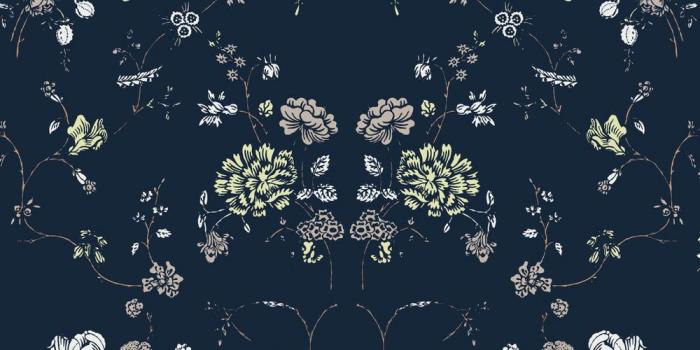 1000x1000 Nomad Collection Floral Lace in Deep Sea Premium Matte Wallpaper