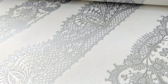 1000x1000 P&S International P&S International Catherine Lansfield Lace Stripe Pattern  Wallpaper Ornate Motif 13379-24