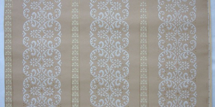 1500x1125 Vintage Wallpaper white lace on the coffee background, golden dots / Soviet  vintage 70s, By the Yard