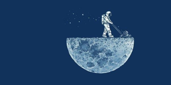 2048x2048 Astronaut Mowing the Moon iPad Wallpaper HD #iPad #wallpaper | iPad
