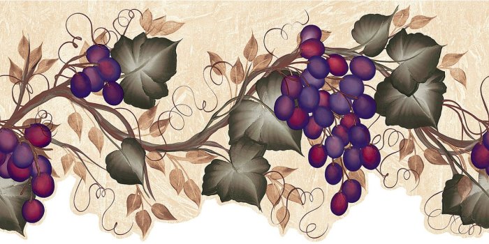 1200x1360 Ivy Grape Vine Die-Cut Wallpaper Border, Green