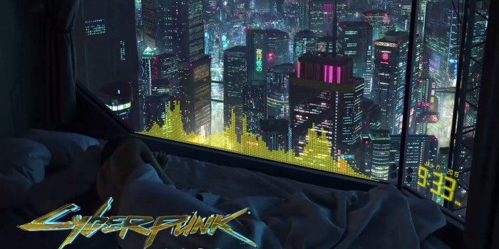 1280x720 Cyberpunk 2077 4K Live Wallpaper (audio visualizer + system clock)