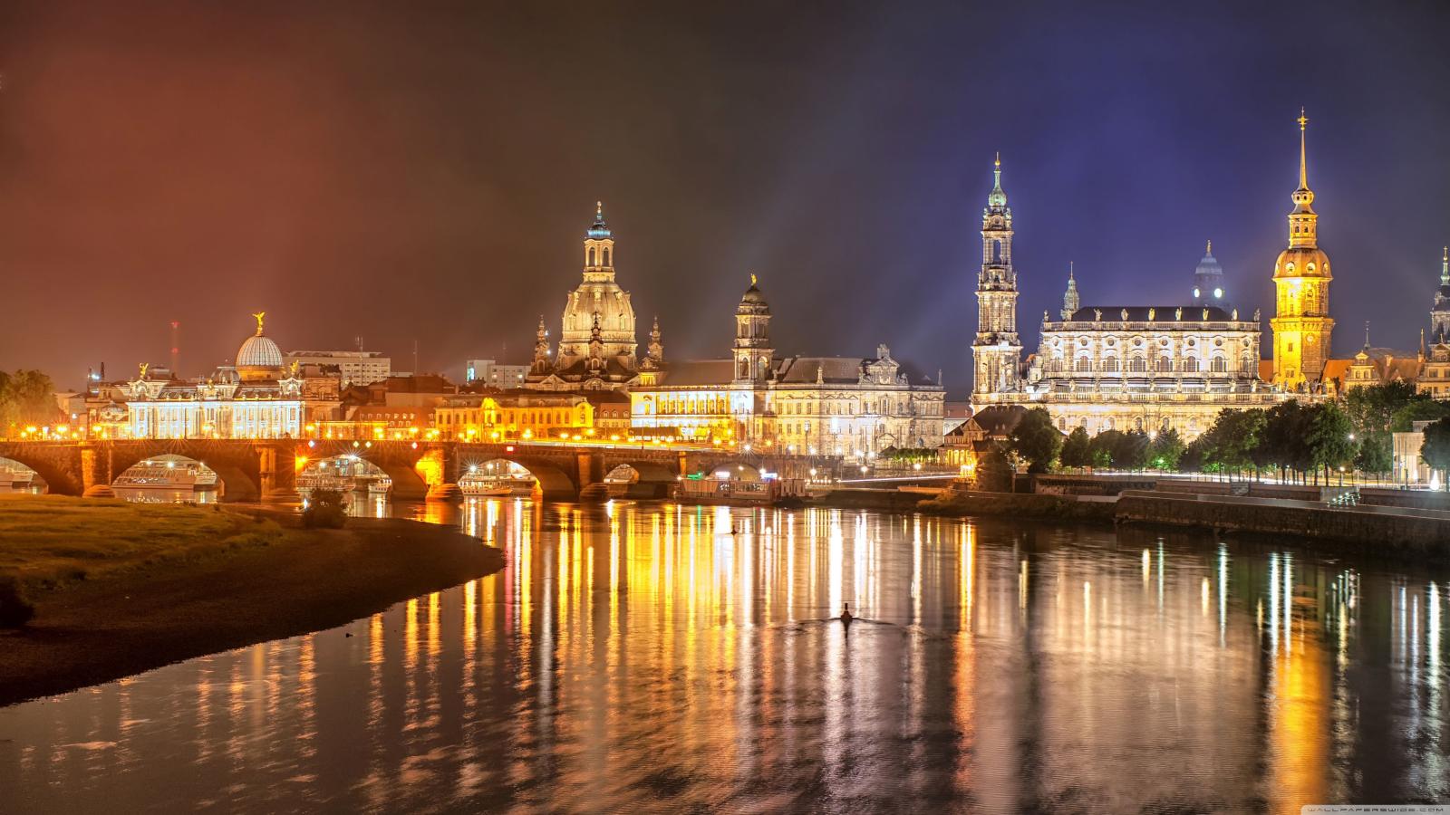3840x2160 Dresden, Elbe River, Germany, Night ❤ 4K HD Desktop Wallpaper for