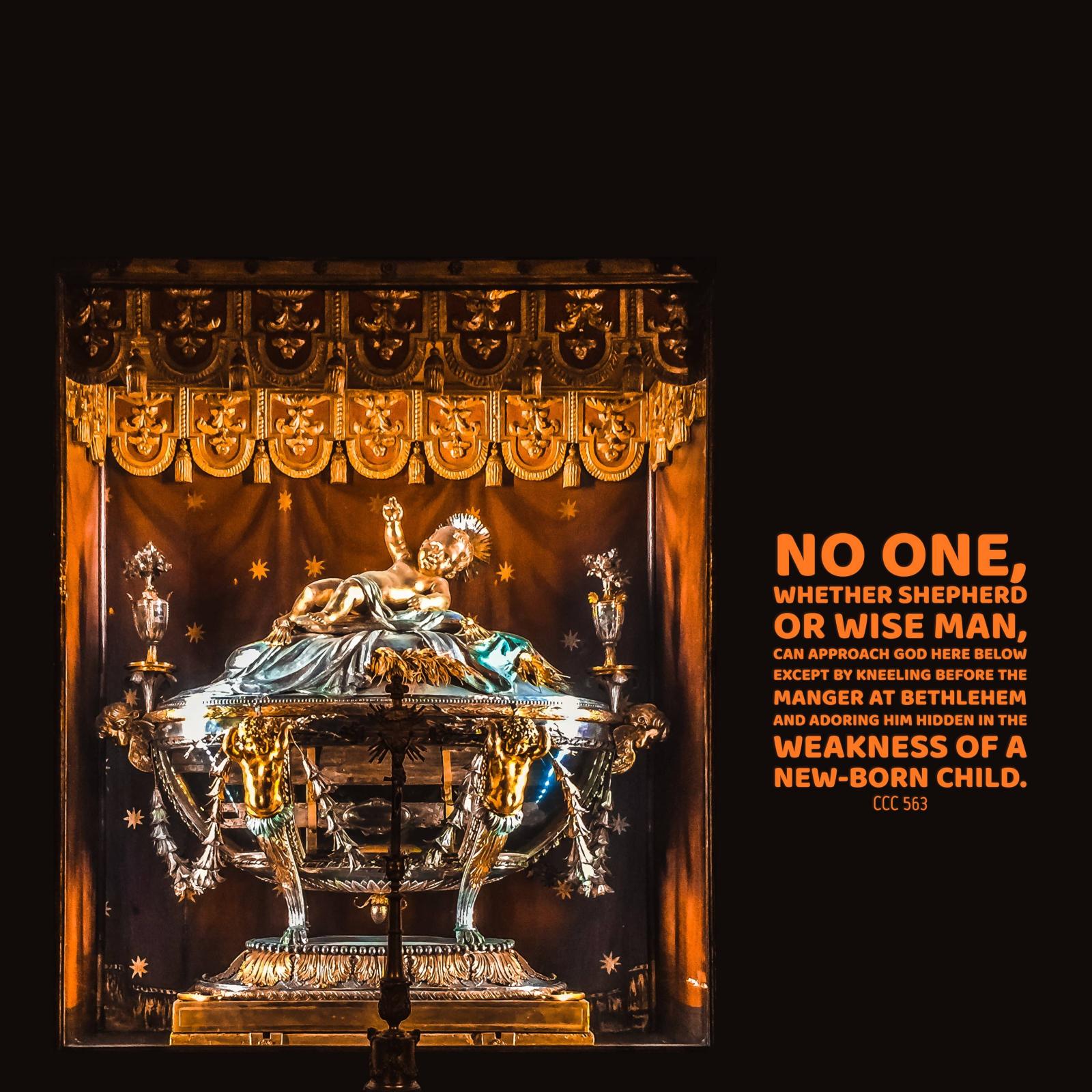 3264x3264 Kneeling Before the Manger Holy Crib of Jesus Catechism of the